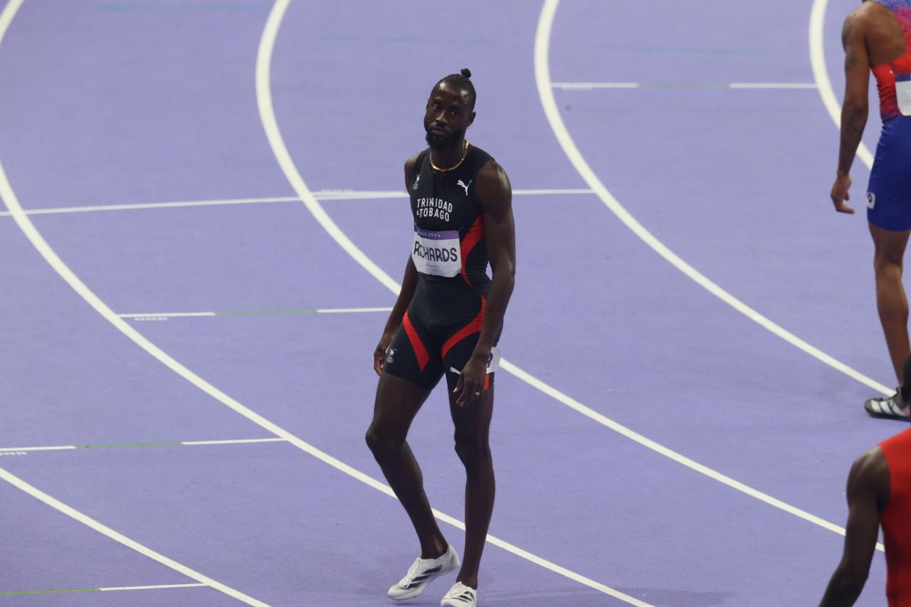 Jereem Richards, Trinidad and Tobago sprinter finished fourth in the men's 400m final at the Paris Olympics. (Photo credit - Marlon Reid/LoopTT) (Image obtained at tt.loopnews.com)