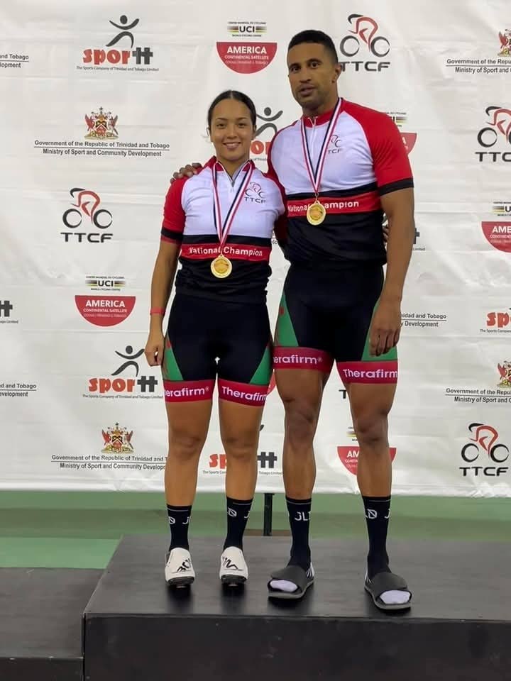 JLD Cylcing Academy cyclists Makaira Wallace (L) and Njisane Phillip. -  (Image obtained at neqwsday.co.tt)